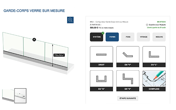 configurateur de prix garde corps en verre